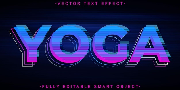 Vetor yoga vector efeito de texto de objeto inteligente totalmente editável