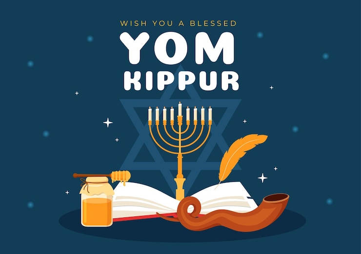 Vetor yom kippur celebração mão desenhada cartoon ilustração plana para o dia da expiação no judaísmo