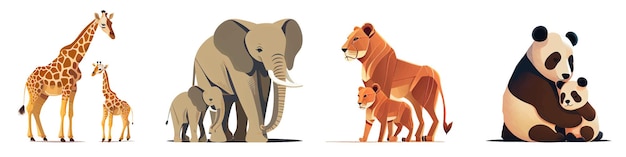 Yue ilustração vetorial de animais selvagens mãe e bebê