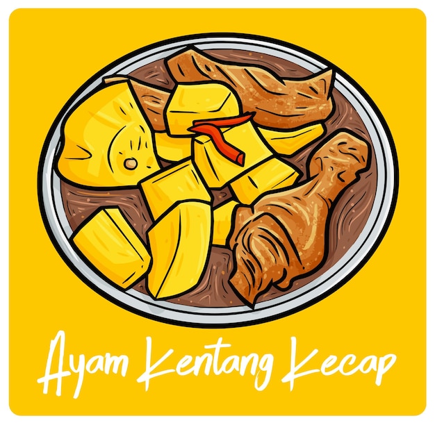 Yummy ayam kentang kecap, uma refeição indonésia em estilo doodle