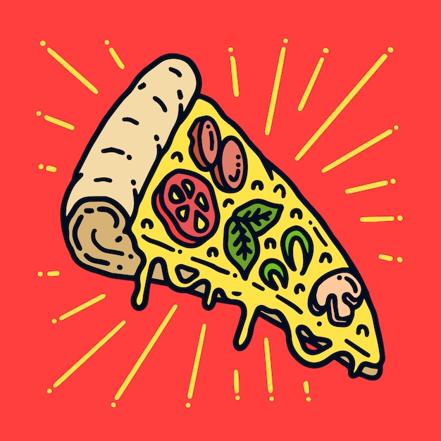 Yummy pizza old school tattoo ilustração