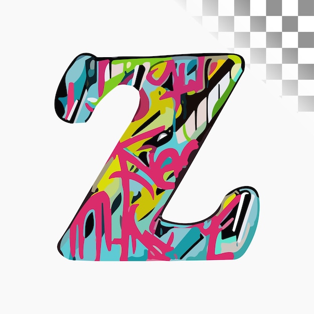 Vetor z design de letras estilosa font estilo selvagem graffiti alfabeto