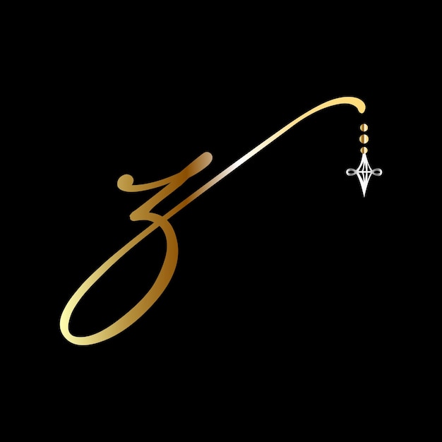 Z inicial vetor de modelo de logotipo de joias de caligrafia de casamento