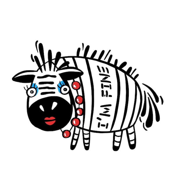 Zebra bebê fofo em uma ilustração vetorial de fundo branco
