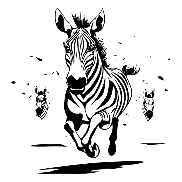 Zebra correndo no fundo do pôr-do-sol ilustração vetorial para o seu projeto