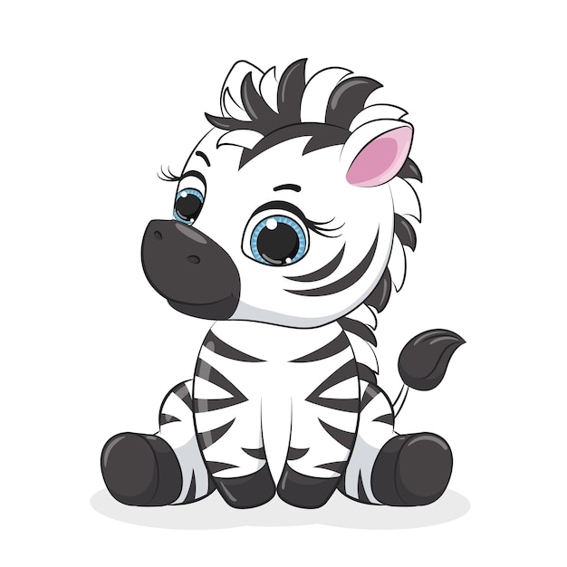 Vetor zebra de bebê fofo ilustração vetorial para cartão de saudação de chá de bebê, convite para festa, roupas da moda, impressão de camiseta