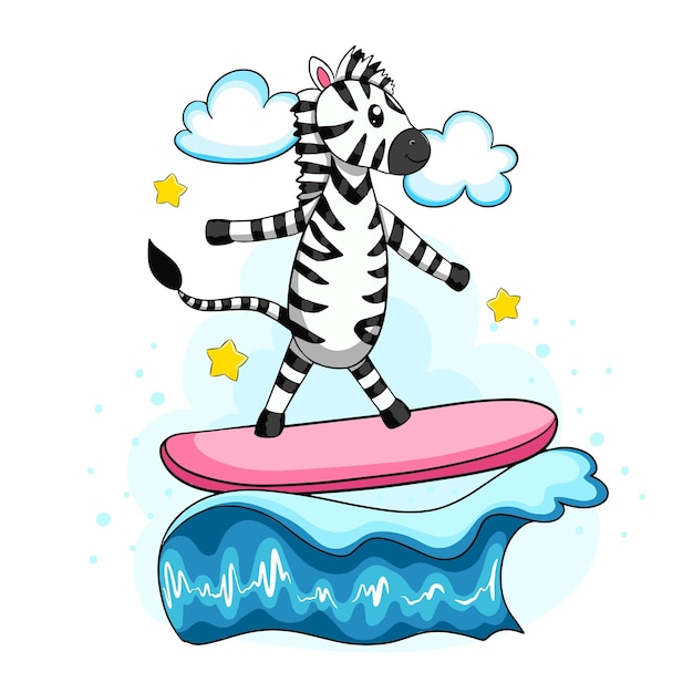 Zebra em estilo cartoon na praia