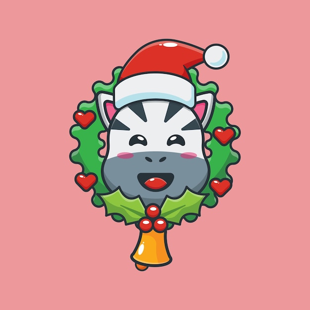 Zebra fofa no dia de natal ilustração fofa dos desenhos animados de natal