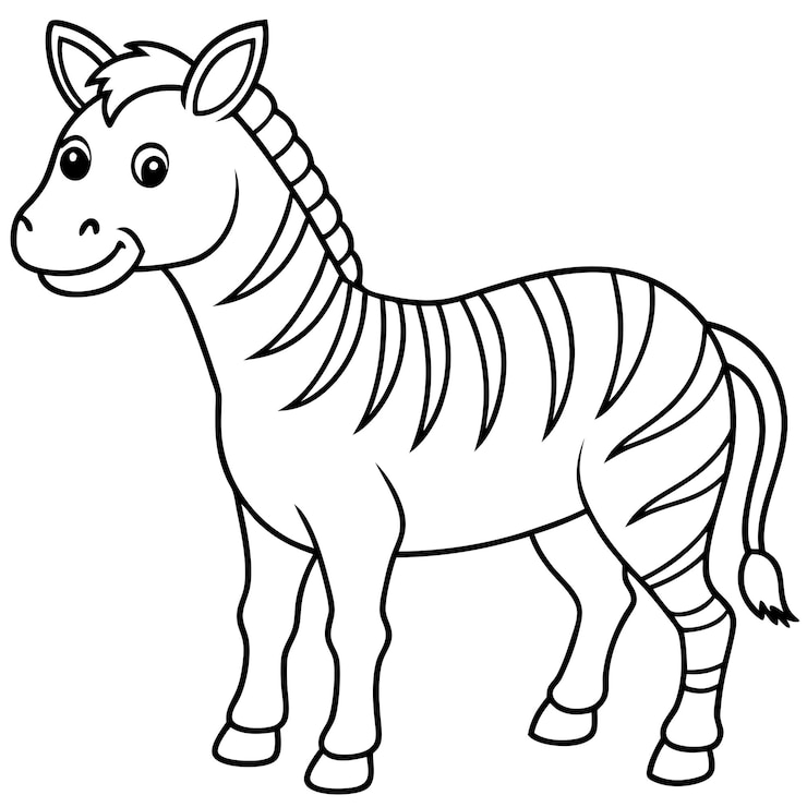 Vetor zebra página de colorir ilustração de contorno de animal