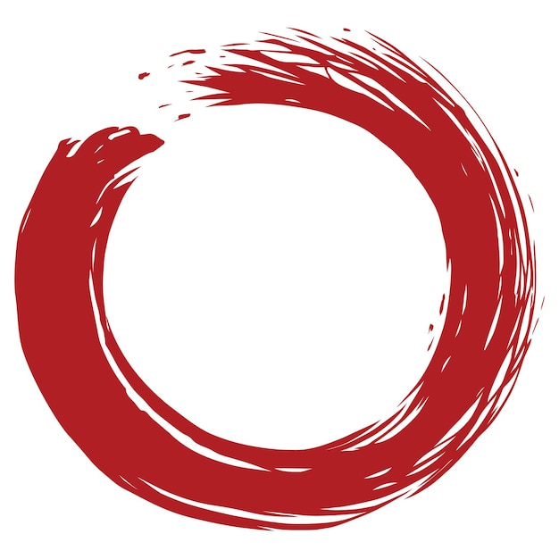 Vetor zen red enso círculo japonês pincelada ilustração vetorial design de logotipo de tinta