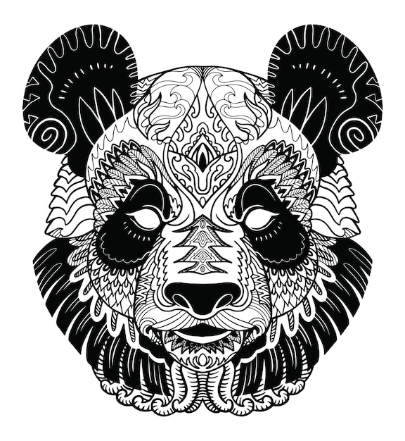 Vetor zentangle de cabeça de panda