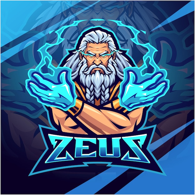 Vetor zeus esport desenho do logotipo da mascote