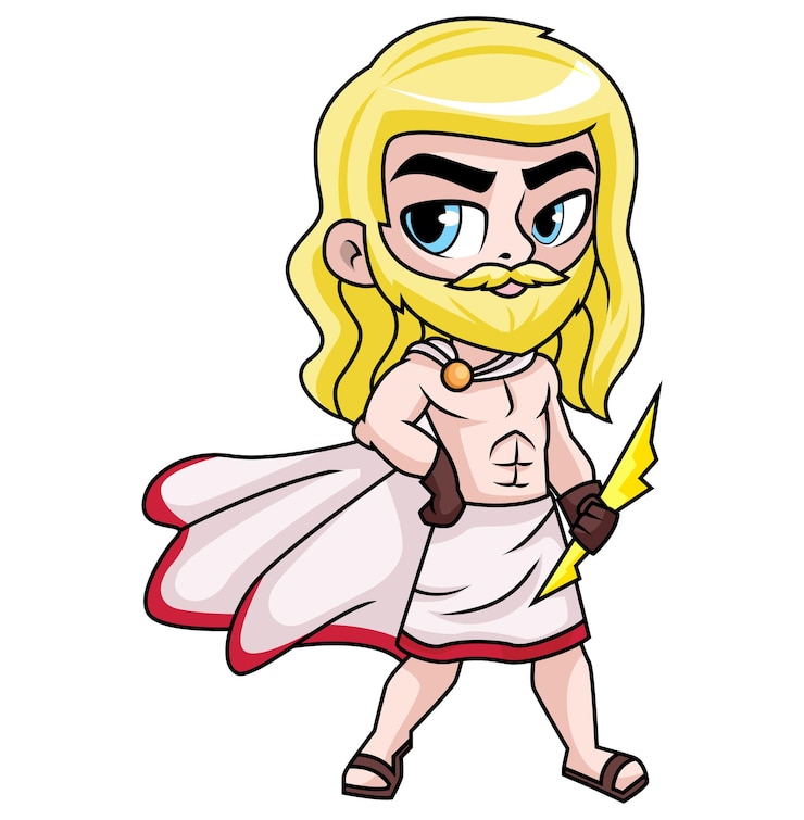 Vetor zeus, o pai dos deuses olímpicos ilustração de desenho animado