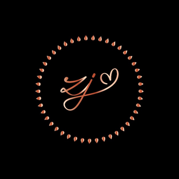 Zj logotipo inicial, casamento, moda, joias, boutique, botânico floral com modelo de vetor criativo