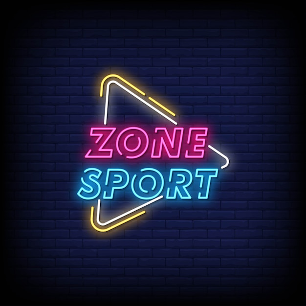 Zona esporte sinais de néon estilo texto