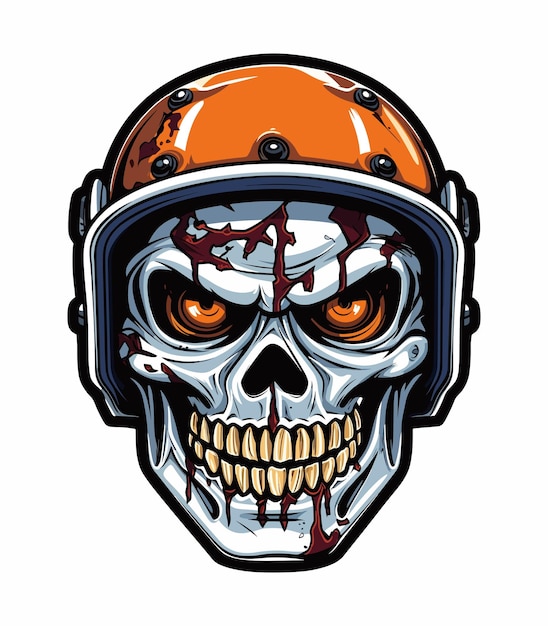 Zumbi de caveira usando ilustração vetorial de clipart de capacete