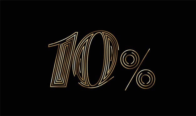 10% di SCONTO Banner di sconto vendita oro. Prezzo dell'offerta di sconto. Illustrazione moderna dell'autoadesivo di vettore.