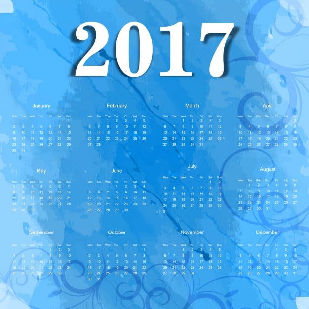Vettore gratuito 2017 del calendario