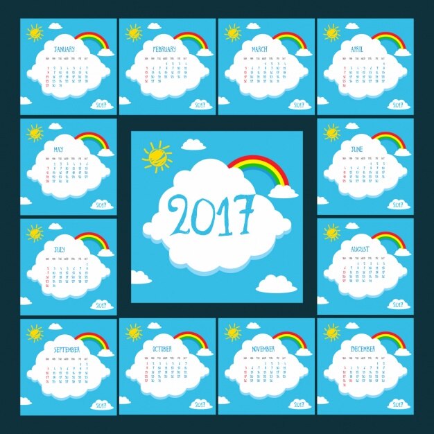 Vettore gratuito 2017 modello di calendario