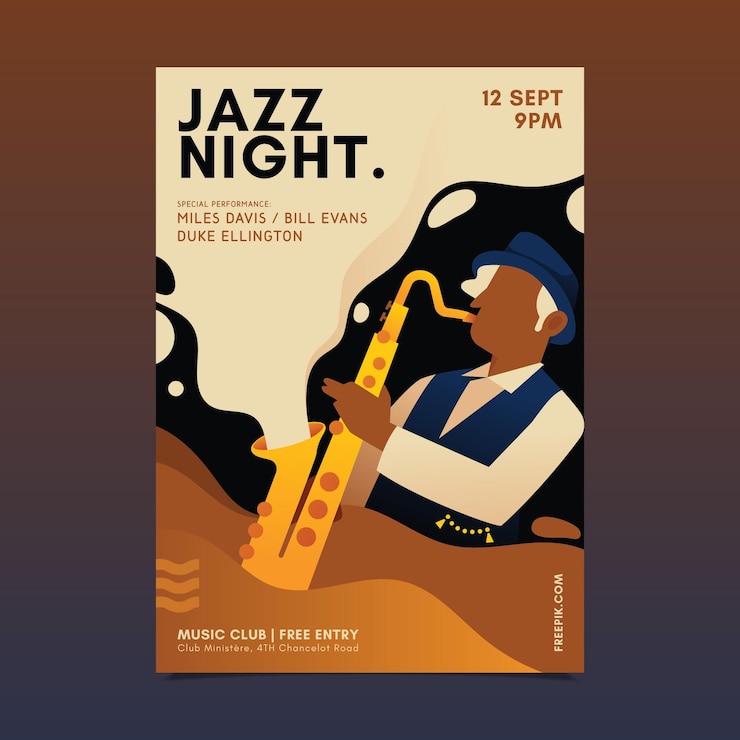 Vettore gratuito 2021 poster del festival di musica illustrata