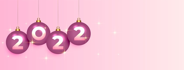 2022 brillante decorazione della palla di natale nuovo anno banner design