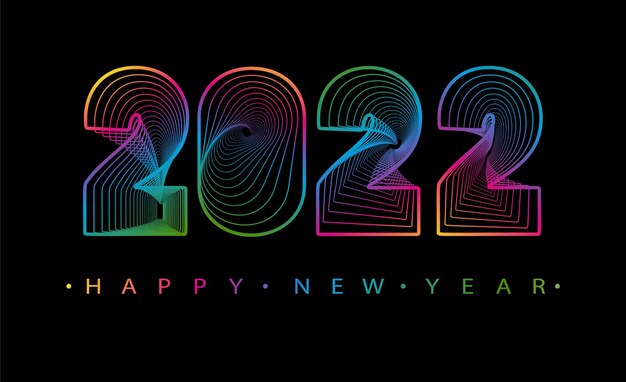 2022 Felice anno nuovo. Stile astratto di numeri.