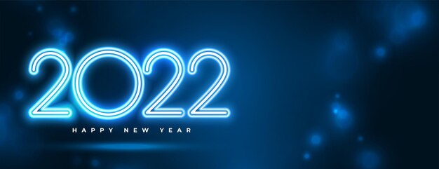 2022 neon LED stile testo blu effetto design banner capodanno
