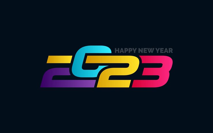 Vettore gratuito 2075 design happy new year nuovo anno 2023 logo design per brochure design card banner decorazioni natalizie 2023 illustrazione vettoriale