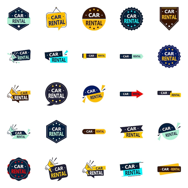 Vettore gratuito 25 nuovi elementi vettoriali per un look moderno nella tua pubblicità di autonoleggio