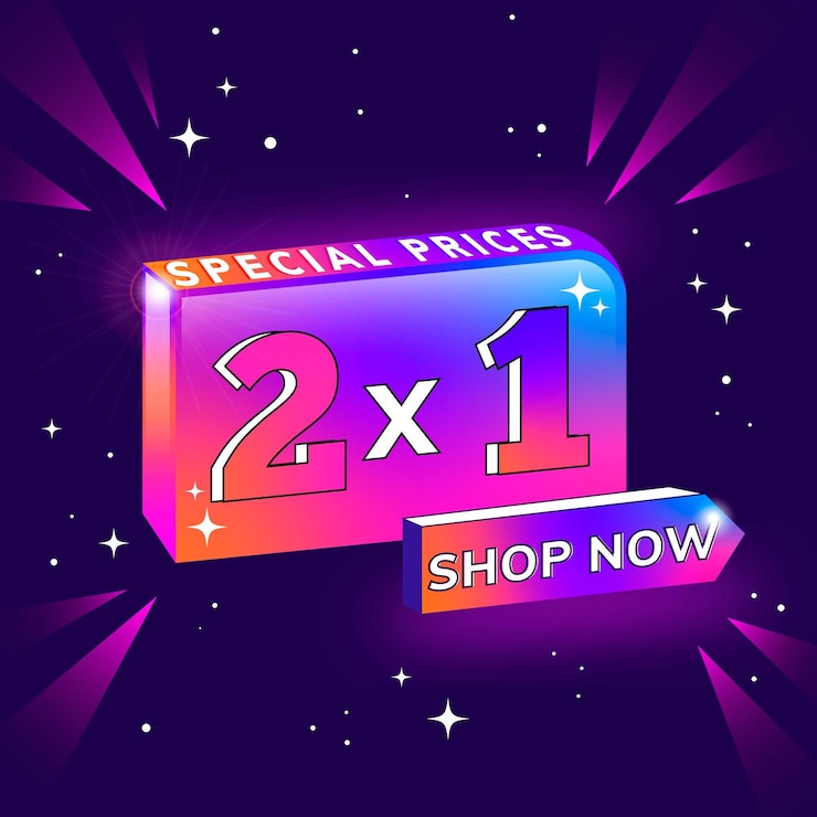 Vettore gratuito 2x1 modello gradiente banner promozione