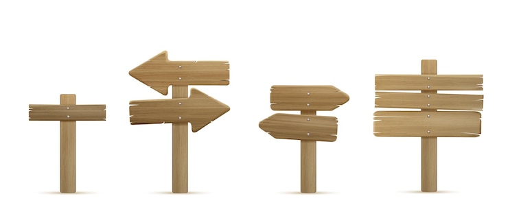 Vettore gratuito 3d freccia di legno cartello stradale indicatore di strada