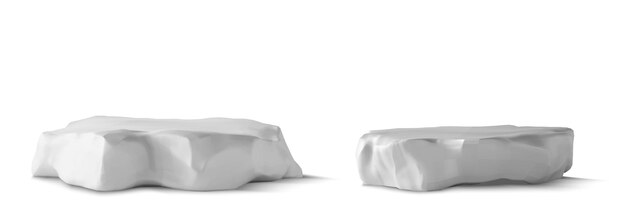 3d pietra roccia podio piattaforma natura per prodotto cosmetico Minimo palcoscenico da studio per vetrina di bellezza o moda Isolato realistico grigio cemento grunge piedistallo elemento mockup impostato per la pubblicità