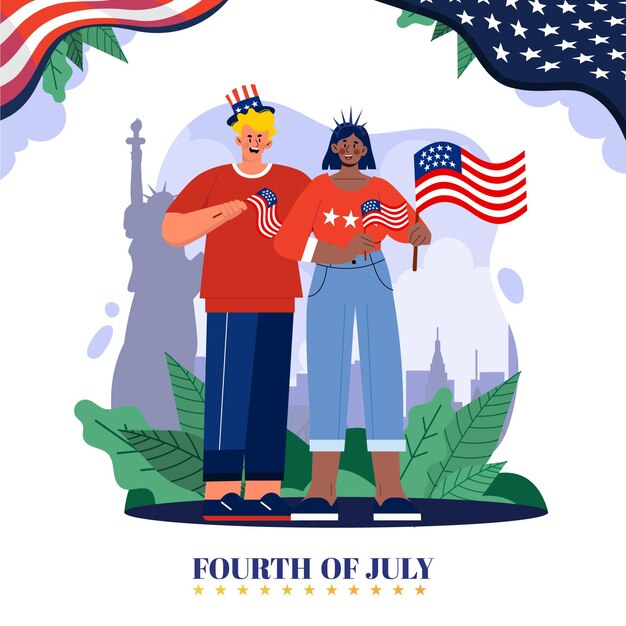 4 luglio dettagliata - illustrazione del giorno dell'indipendenza