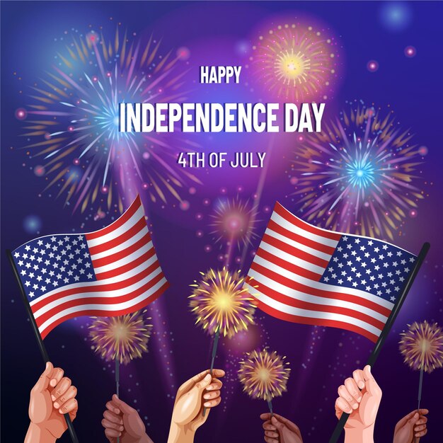 4 luglio dettagliata - illustrazione del giorno dell'indipendenza