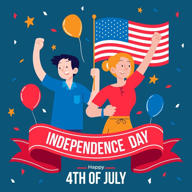 4 luglio disegnato a mano - illustrazione di giorno di indipendenza