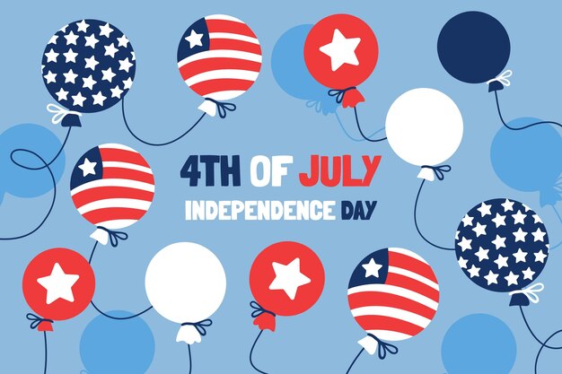 4 luglio disegnato a mano - sfondo di palloncini giorno dell'indipendenza