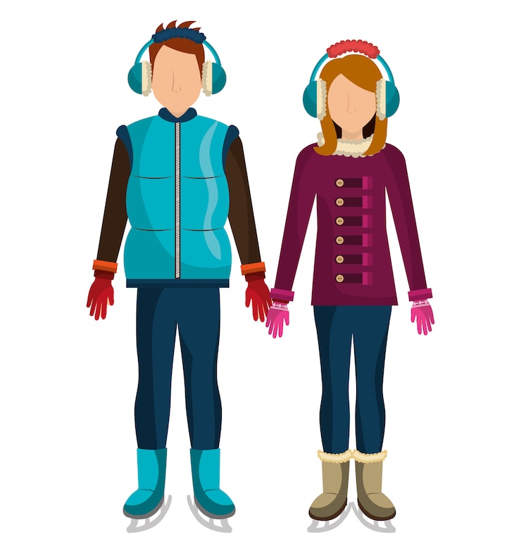 Vettore gratuito abbigliamento invernale, abiti e accessori