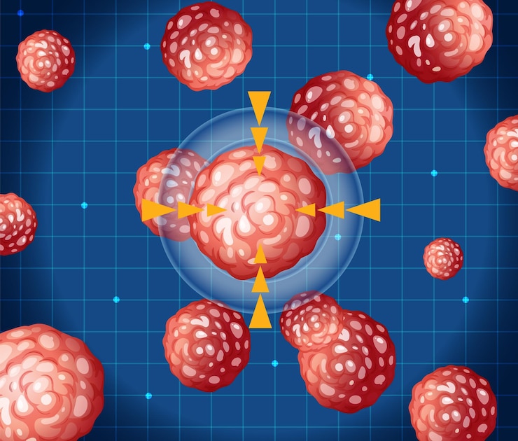 Vettore gratuito abstract cancer cell vector illustration on grid background