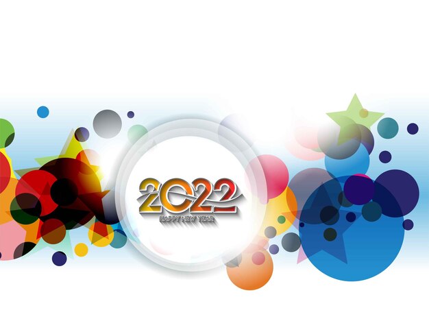 Abstract Happy New Year 2022 testo colorato modello biglietto di auguri banner, illustrazione vettoriale.