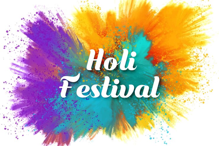 Vettore gratuito abstract splash colorato per il design della scheda di sfondo di happy holi