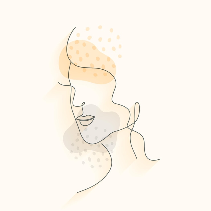 Vettore gratuito abstract uno lineare schizzo del viso di una donna in doodle art