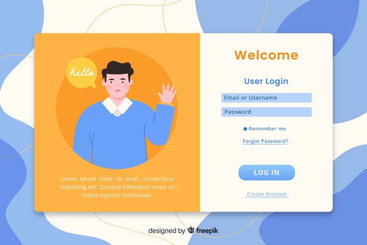 Vettore gratuito accedi al modello web della pagina di destinazione
