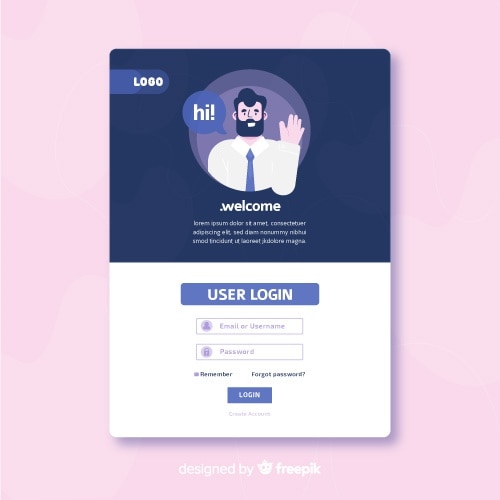 Vettore gratuito accedi modello di pagina di destinazione
