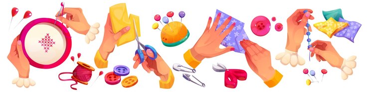 Vettore gratuito accessoiri da cucito cartone animato