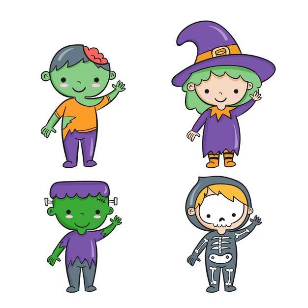 Accumulazione del bambino di halloween disegnata a mano