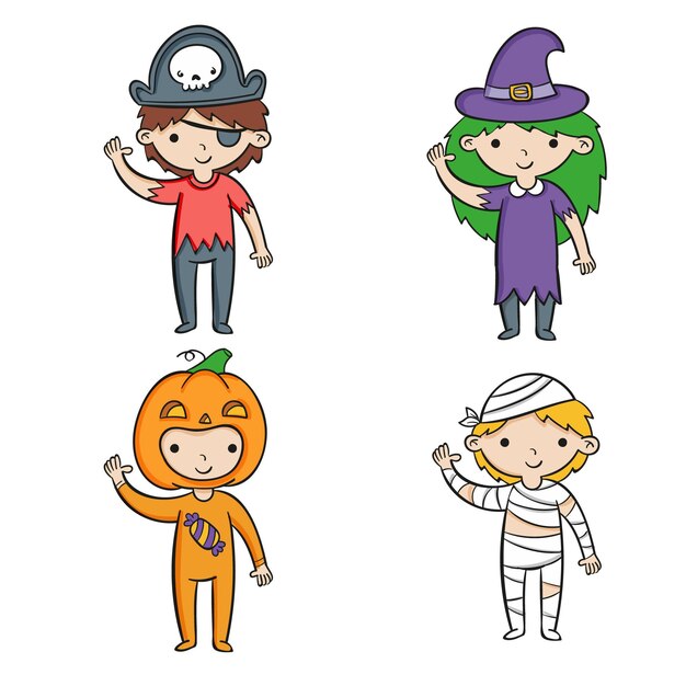 Accumulazione del bambino di halloween disegnata a mano