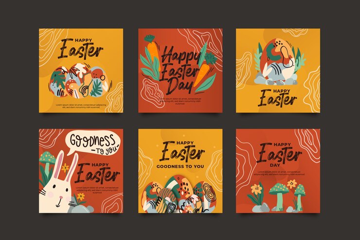 Vettore gratuito accumulazione dell'alberino di instagram con il tema di giorno di pasqua