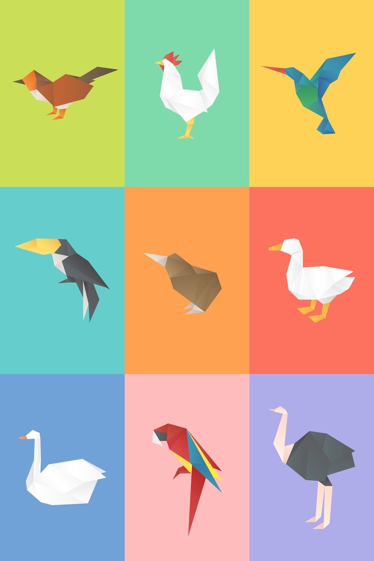 Vettore gratuito accumulazione dell'illustrazione del poligono di vettore del mestiere di carta degli animali