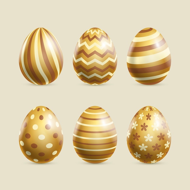 Accumulazione dorata realistica dell'uovo di Pasqua