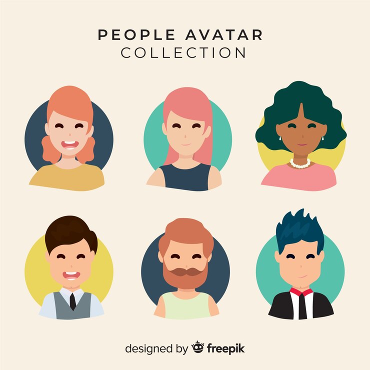 Vettore gratuito accumulazione sorridente disegnata a mano dell'avatar della gente